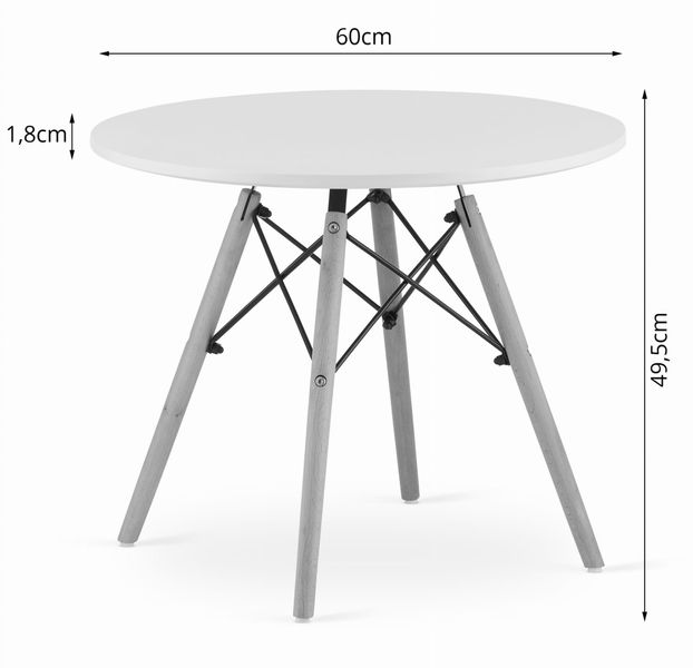 Stolik MAKSI Okrągły 60cm - biały zdjęcie 2