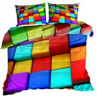 Pościel 3D bawełna satyna 160x200cm KOLOROWE PRZYCISKI