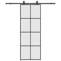 Drzwi przesuwne z zestawem okuć czarne 76x205 cm ESG szkło