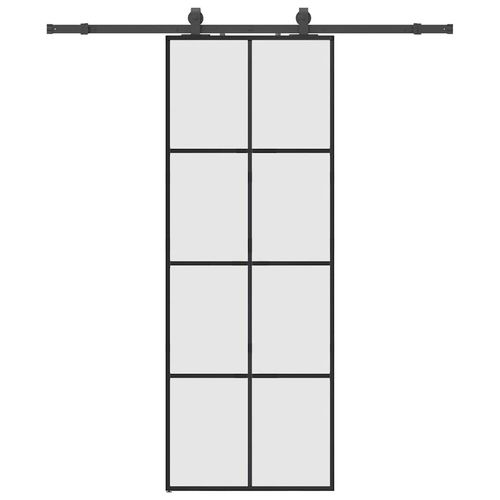Drzwi przesuwne z zestawem okuć czarne 76x205 cm ESG szkło na Arena.pl