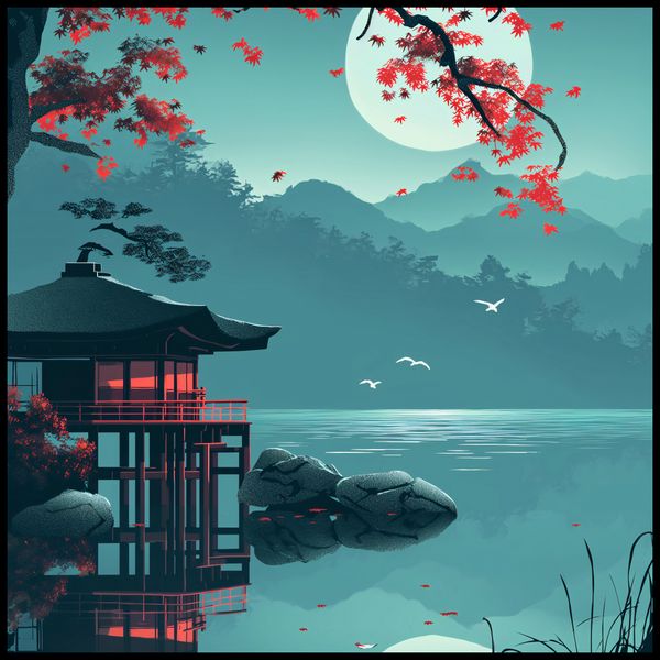 Plakat 90x90cm Japoński Pawilon zdjęcie 2