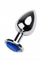 silver anal plug toyfa metal with blue round-shaped gem