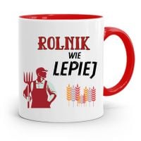 Dla Rolnika Kubek Czerwony Rolnik Wie Lepiej Z Nadrukiem Ze Zdjęciem