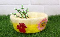 koszyk wielkanocny sizal 27x7 cm żółty z wzorem bar-22149