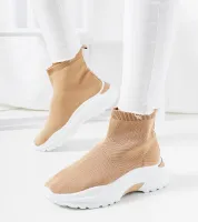 Brązowe wysokie sneakersy skarpetkowe Malesak 40