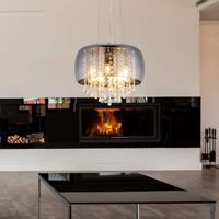 Pałacowa LAMPA wisząca KALLA 15809H Globo szklana OPRAWA zwis glamour kryształki przezroczyste przydymione chromowane