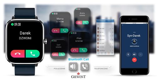 smartwatch giewont dynamic smartcall gw230-4 - silver/deep ocean na Arena.pl