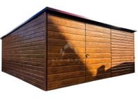 Garaż Blaszany 4,5x5m Brama Dwuskrzydłowa Drewnopodobny Dach Spad  NB116