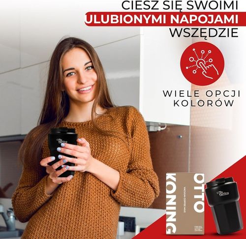 Kubek termiczny Otto Koning 350ml stalowy czarny do kawy i podróży na Arena.pl