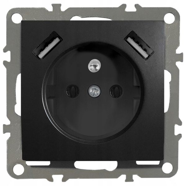 QUADRA GNIAZDKO Z BOLCEM 2X USB DO RAMEK 230V 2.1A zdjęcie 1