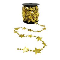 ŁAŃCUCH CHOINKOWY ZŁOTY długi 10m girlanda świąteczna koralikowa GWIAZDKI