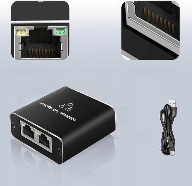 SPLITTER LAN 1x2 ADAPTER ROZDZIELACZ SWITCH 2xRJ45 ETHERNET 1000Mb GIGABIT zdjęcie 6