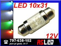 żarówka 4 LED rurkowa 10x31 mm c5w wnętrza 31 mm 12v KOLORY