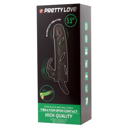 Pretty Love - Penis Sleeve With Ball Strap Vibration Black na Arena.pl