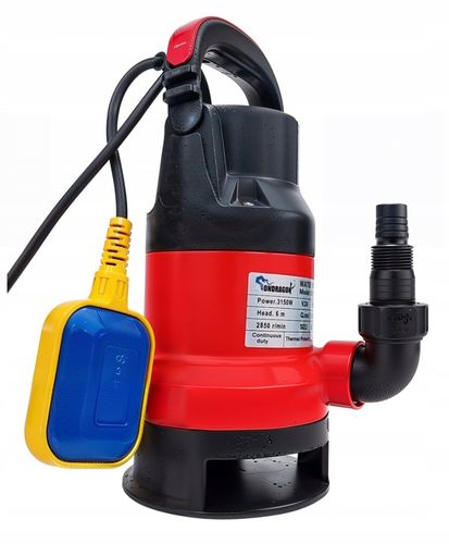 POMPA ZATAPIALNA DO WODY CZYSTEJ BRUDNEJ DESZCZÓWKI z PŁYWAKIEM 3150W mocna na Arena.pl