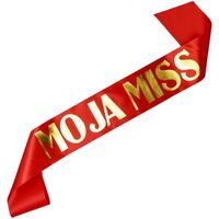 Moja Miss- czerwona szarfa ze złotym nadrukiem