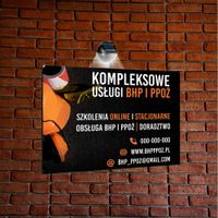 nadruk TABLICZKA reklamowa z lampką SZYLD 40x30 dibond usługi BHP I PPOŻ