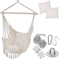ZESTAW Hamak brazylijski krzesło huśtawka fotel wiszący z poduszkami + zestaw montażowy