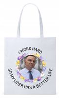 Prezydent Andrzej Duda Torba Eco Biała Shopper Z Nadrukiem Ze Zdjęciem