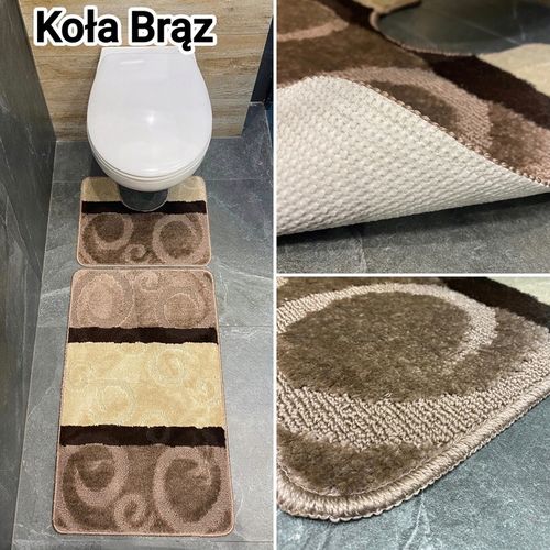 Komplet 2-częściowy dywanik łazienkowy podgumowany szybkoschnący mix wzorów na Arena.pl