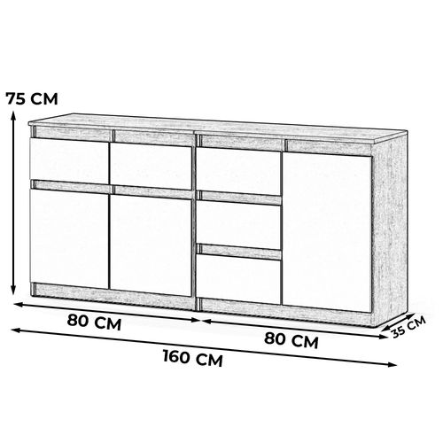 Komoda Loft Szafka 160cm Sypialnia Salon Pojemna Dąb Wotan San Sebastian na Arena.pl