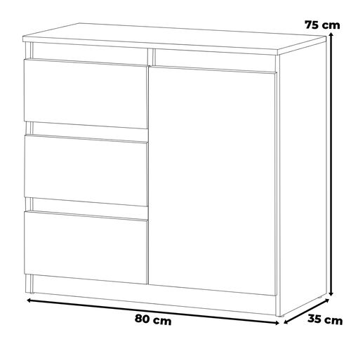 Komoda Z 3 Szufladami Mała Szafka Pojemna 80cm Szary Mat San Sebastian na Arena.pl