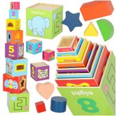 Wieża Edukacyjna Drewniana Sorter Kształty Nauka Liczenia 71cm XXL