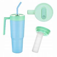 Duży Kubek Termiczny ze słomką i uchwytem OMI Tumbler 1200 ml - Sky