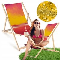 Leżak Drewniany POMARAŃCZOWO BORDOWY Bukowy Ogrodowy Balkonowy Plażowy