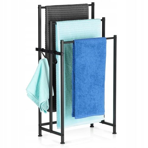 Stojak NA RĘCZNIKI wieszak łazienkowy podłogowy stojący czarny + na Arena.pl