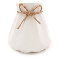 Wazon na kwiaty nowoczesny niski flakon glamour 13 cm biały