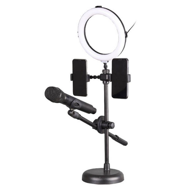 Statyw na mikrofon smartfon lampa LED Ring do telefonu Kaline R-123 zdjęcie 1