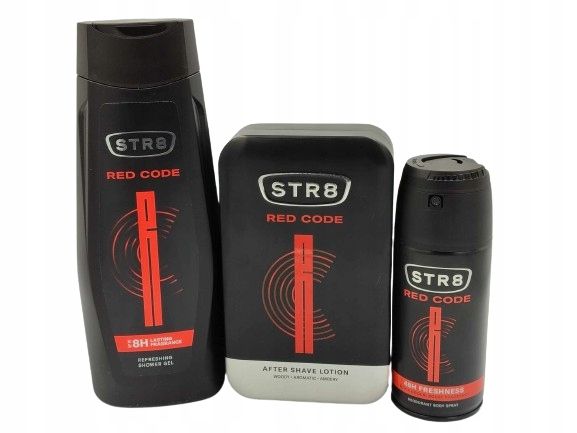STR8 Red Code Woda po goleniu 100ml Żel 400ml Dezodorant Spray 150ml 3el zdjęcie 1