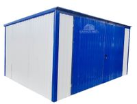 GARAŻ BLASZANY 4M X 5M PION - SPAD W TYŁ - BRAMA - NIEBIESKI 4X5 GB262