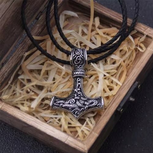 Naszyjnik Nordycki Młot Thora symbol Valknut + Rzemyk na Arena.pl