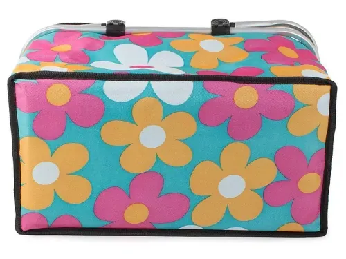 Koszyk piknikowy termiczny na piknik lub zakupy różne kolory do wyboru Rodzaj / wzór - Niebieski w kwiaty na Arena.pl