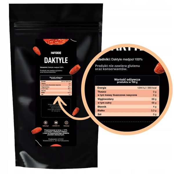 DAKTYLE MEDJOOL JUMBO KRÓLEWSKIE DUŻE 1kg HiFOOD zdjęcie 3