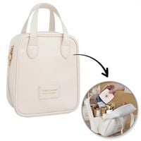 kosmetyczka organizer na kosmetyki z rączką 17x7x19cm kremowa ks128b