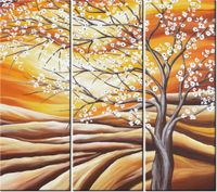 90CM 80 OBRAZ 3 ELEM KWITNĄCE DRZEWO ŚCIENNY