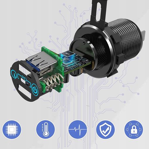 GNIAZDO ŁADOWARKA SAMOCHÓD QC3.0 3xUSB 12V-24V na Arena.pl