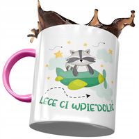 Kubek Różowy Śmieszny Lecę Ci Wpi*Rdolić Prezent Z Nadrukiem Ze Zdjęciem