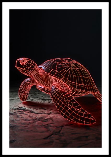 Plakat 40x60cm Neonowy Żółw zdjęcie 3