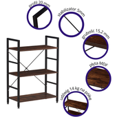 CANTO R1 REGAŁ LOFTOWY CZARNY STELAŻ PÓŁKI DĄB RUSTYKALNY