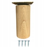 Noga meblowa drewniana WALEC surowa bukowa wysokość 30 cm fi 55 mm blacha