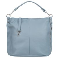 VERA PELLE torebka skórzana worek z paskiem na ramię V388 j.niebieska