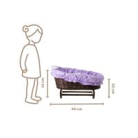 BUJANE ŁÓŻECZKO KOŁYSKA Z WIKLINY DLA LALEK Z POŚCIELĄ 46X28 H 20/25 CM