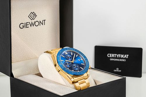 zegarek męski giewont chronograph sapphire złoto niebieski gw8720-b6 na Arena.pl
