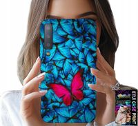 ETUI DO SAMSUNG A7 2018 - NIEBIESKIE MOTYLKI, MOTYL, KOBIECE WZORY