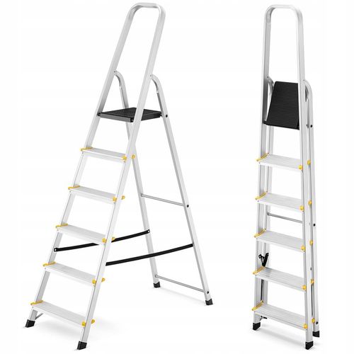 Drabina aluminiowa domowa jednostronna profesjonalna HIGHER 6 stopni na Arena.pl