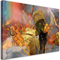 Emaga Obraz na płótnie, Afrykańska kobieta i czarny kot - 60x40